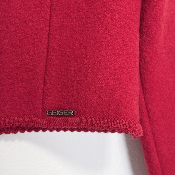 Vintage Geiger Tyrol Red Boiled Wool Puff Sleeve Jacket Made in Austria Size 38 - Picture 3 of 15